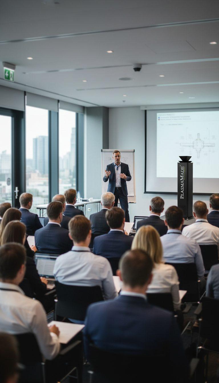 Veranstaltung mit vielen Menschen und einem Mann auf der Bühne